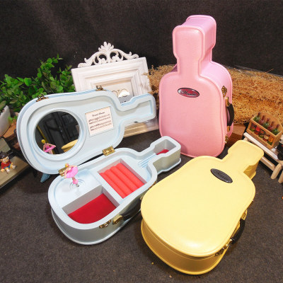 Rotating Dancing Girl Jewelry Music Box Wind-up Spring Music Box with Mirror Violin Music Box