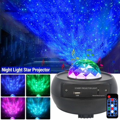 Led Music Ocean Projection Lamp Starry Rotation Small Night Lamp Amazon New Water Pattern Star Light