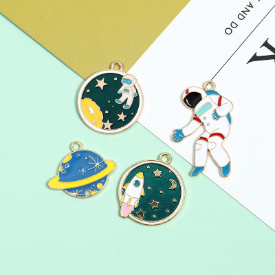 DIY Astronaut Alien Spaceman Rocket Planet Ornament Accessories Keychain Earrings Necklace Pendant Wholesale