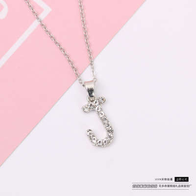 English Letter Pendant Rhinestone Micro-Inlaid Necklace Clavicle Chain European and American Ins Style Fashion Necklace Factory Spot Direct Sales