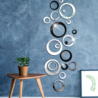Cross-Border Hot TV Wall Stickers Home Decorative Jewelry Three-Dimensional Removable Mirror Sticker Circle One Piece Dropshipping
