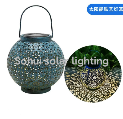 Amazon Hot Sale Solar Tome Lamp Iron Hollow Tome Lamp Outdoor Waterproof Garden Decoration Garden Lamp