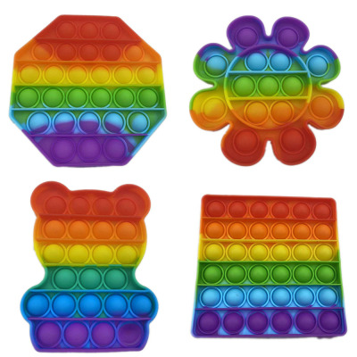 Small Rainbow Octagonal Square Flower Bear Rat Killer Pioneer Children's Mental Calculation Desktop Educational Silicone Toy