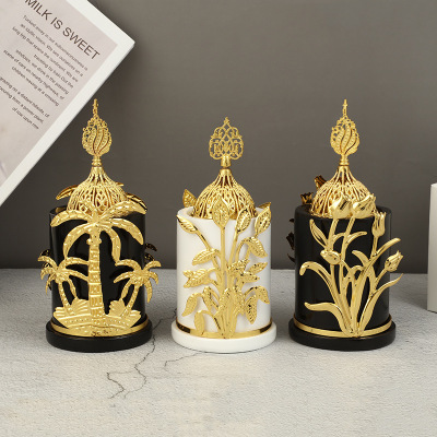 Fashion Nordic Style Golden Tree Flower Decoration Affordable Luxury Style Resin Craft Home Decoration Aromatherapy Furnace in Stock