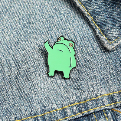 Funny Middle Finger Frog Brooch Cartoon Paint Enamel Middle Finger Frog Pin Anti-Unwanted-Exposure Buckle Customization as Request