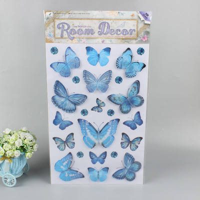 Blue Butterfly PVC Stickers Creative Decorative Stickers Living Room Beautifying Colorful Decorative Wall Stickers Living Room Bedroom Spot Wall Stickers