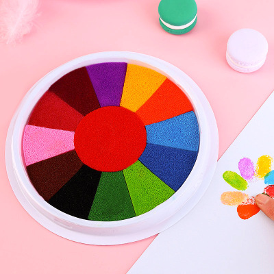 Kindergarten Graffiti Palm Painting Inkpad Stamp Pad Children DIY Finger Painting Inkpad Rubber Stamp Hand Account Disc Stamp Pad