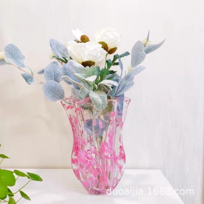 Hot Sale Creative Cabbage Glass Vase Ins Style Hand-Blown Vase Cherry Pink Transparent Vase