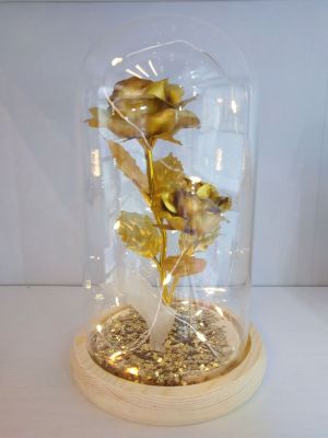 Gold-Foil Roses Night Light Decoration Valentine's Day Rose Glass Cover Wishing Bottle Lampshade Glass Furnishing Article