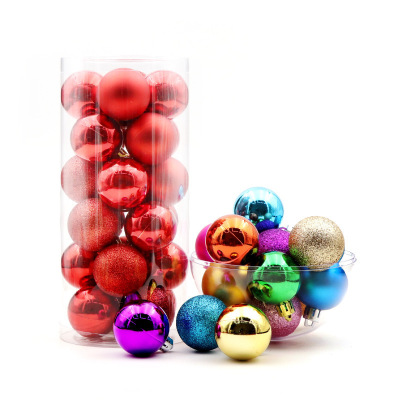 24 PCs Christmas Ball Set Plastic Plating Colorful Ball Christmas Decorations Christmas Tree Pendant