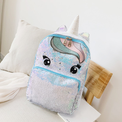 New Unicorn Large Capacity Sequin Backpack Student Cute Cartoon Schoolbag Girl's Colorful Sequin Trendy Backpack