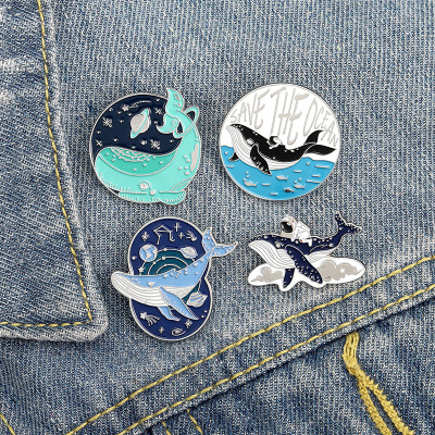 Creative Cartoon Animal Alloy Brooch Cute Personality Whale Creative Astronaut Planet Simple Brooch Badge