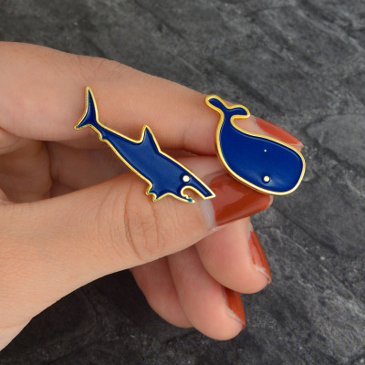 New Creative Enamel Brooch Alloy Dripping Whale Pin Japanese Cute Shark Personality Badge Collar Pin