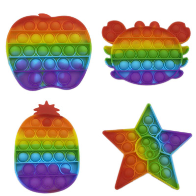 Small Rainbow Apple Pineapple Crab Five-Pointed Star Rat Killer Pioneer Children's Mental Computing Desktop Educational Silicone Toy