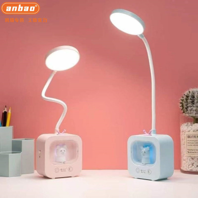 Usb Rechargeable Led Eye Protection Desk Lamp Student Learning Reading Lamp Dormitory Bedside Small Night Lamp Creative Cartoon Gift