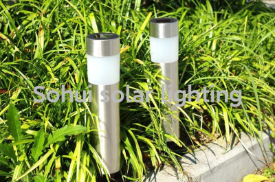 Solar Lawn Lamp Solar Ground Lamp Solar Stainless Steel Garden Ground Plugged Light Led Barrel Long Ground Plug