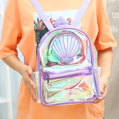 Summer New Transparent Backpack Colorful Laser Girl Transparent Waterproof Shoulder Bag Children Cute Casual Backpack