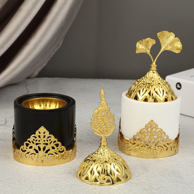Fashionable Golden Geometric Electroplated Resin Craft Unique Exquisite Affordable Luxury Style Creative Home Incense Burner Decoration