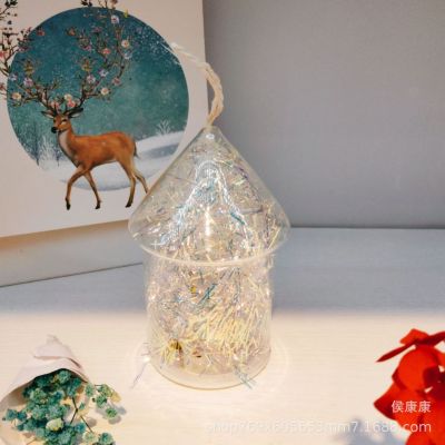 Ins Style Nordic Simple Bulb Cover Micro Landscape Christmas Led Light Copper Wire Lamp Glass Cover Ornaments Pendant Gift