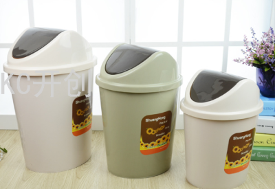 Plastic Household Bathroom Creative Trash Can Large, Medium And Small European-Style Covered Living Room Plastic Trash Can
