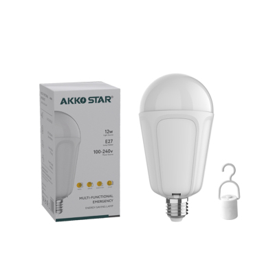 Akkostar E27-12w Led Emergency Bulb Lithium Battery with Hook Night Market Stall Bulb
