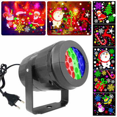 LED Snowflake Projection Lamp 16 Pattern Christmas Decoration Light Colorful Rotating Festival Projection Lamp Laser Stage Light