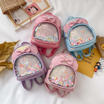 Korean Style New Children's Bags Bow Cute Fashion Pu Gel Bag Girls' Backpack Casual Girls' Small Bag