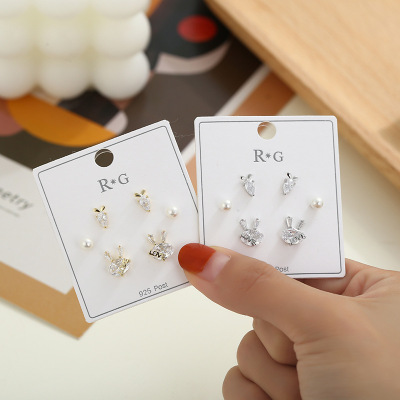 Korean Design Sense Special-Interest Earrings High Sense Refined Zircon Earrings Graceful Online Influencer Simple All-Match Fashion Earrings