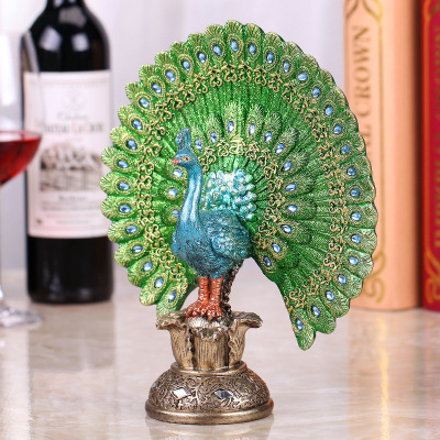 Creative Peacock Ornaments Resin Crafts European Home Decorations Factory Direct Sales Living Room Entrance Wine Cabinet Decorations