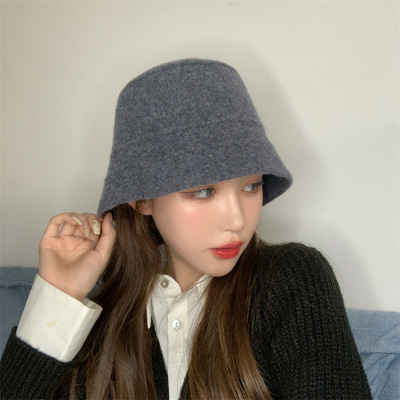 Korean Fashion Trendy Autumn and Winter Bucket Hat Women's Thermal and Windproof Wool Hat Thickened Earflaps Bucket Hat