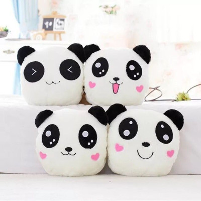 Luminous Led Cute Panda Pillow Hand Warmer Black and White Cute Bear Cat Head Pillow Plush Toy