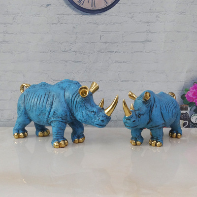 Creative Rhinoceros Ornaments Animal Resin Crafts Home Decoration Living Room TV Cabinet Wine Cabinet Decorations Factory Wholesale