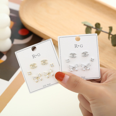 Pearl Stud Earrings Women's Sterling Silver Earrings Set Exquisite Small 2021 New Trendy High-Grade Earrings Temperamental Earrings