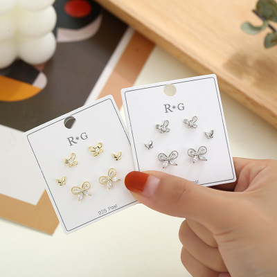 Earrings 2021 New Fashion Earrings Set Korean Style Women's Sterling Silver Earrings High-Grade S925 Anti-Allergy Earrings