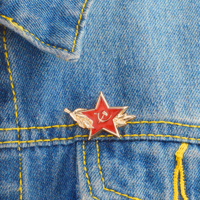 New European and American Jewelry Wholesale Soviet CCCP Badge Brooch Lapel Pin Red Star Sickle Hammer Symbol Brooch