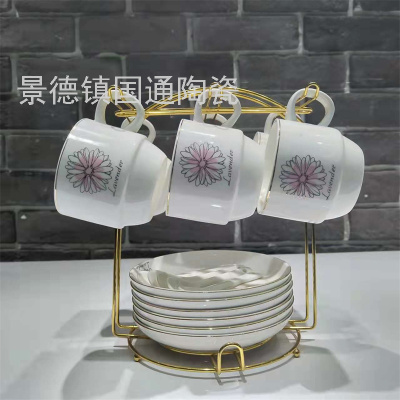 Jingdezhen European Coffee Cup Export Cup 6 Cups 6 Plates Glaze Cup Afternoon Tea Cup Gift Cup Light Luxury Creative Set