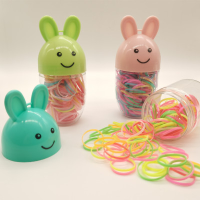 Charming Acyupin Color Children's Disposable Strong Pull Constantly Rubber Band Cartoon Bunny Barrel Hairtie Wholesale