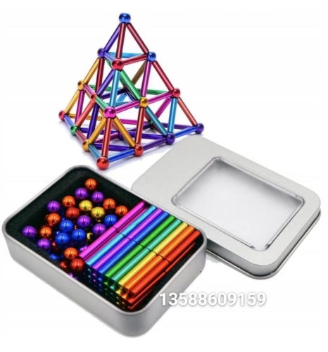 factory direct sales magnet toy magnet rod plus ball educational toy 72 rods 54 steel balls nickel plated color
