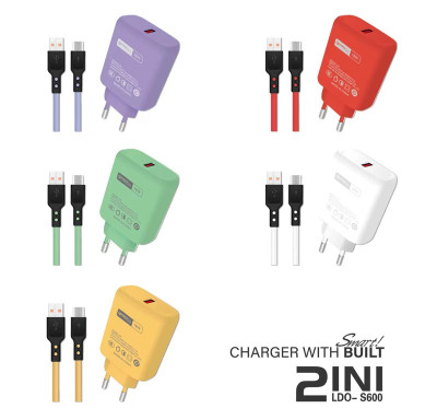 New S600 Macaron Set Charger 2-in-1 Qc3.0 Fast Charge 2A 1A Color Charger