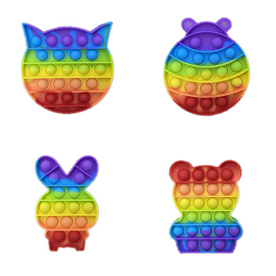 Rainbow Macaron Cat Head Rabbit Beetle Bear Animal Rat Killer Pioneer Children Bubble Music Educational Toy