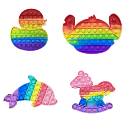 Rainbow Macaron Hawaiian Duck Stitch Dolphin Carousel Animal Deratization Pioneer Silicone Toy