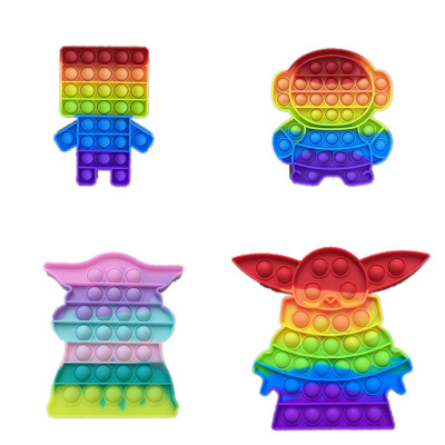 Rainbow Macaron Wooden Robot Spaceman Yoda You Boree Animal Mouse Killer Pioneer Children Bubble Toy