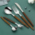 Imitation Wooden Handle Stainless Steel Portuguese Tableware Knife, Fork and Spoon Western Food Hotel Steak Knife and Fork Tableware Set