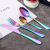 1010 Stainless Steel Tableware Steak Knife, Fork and Spoon Four-Piece Western-Style Gold-Plated Tableware Set Creative Gift