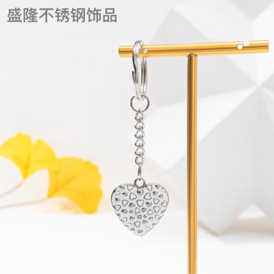 New Double-Sided Oil Dripping Love Stainless Steel Key Ring Fashion Titanium Steel Love Stainless Steel Key Ring