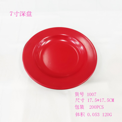 Melamine Dish Commercial Plastic round Deep Plates Buffet Red and Black Big Plate Chicken Plate Fast Food Plate