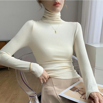 Turtleneck Bottoming Shirt Women's Inner Thin Bandage Dress Tight Western Style 2022 New Autumn Winter and Spring Long Sleeve Korean Style Super Popular Ins