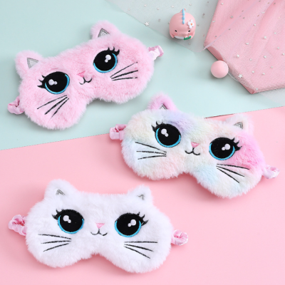 New Cartoon Big Eyes Plush Eye Mask Cute Cat Shading Eye Mask Lunch Break Sleeping Eye Mask