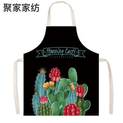 New Cactus Plant Apron Household Kitchen Overclothes Child Drawing Apron Polyester Sleeveless Korean Style Apron H