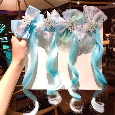 Children's Ice and Snow Hair Accessories Princess Wig Barrettes Girls Cartoon Barrettes Little Girl Headdress Holiday Party Dress up